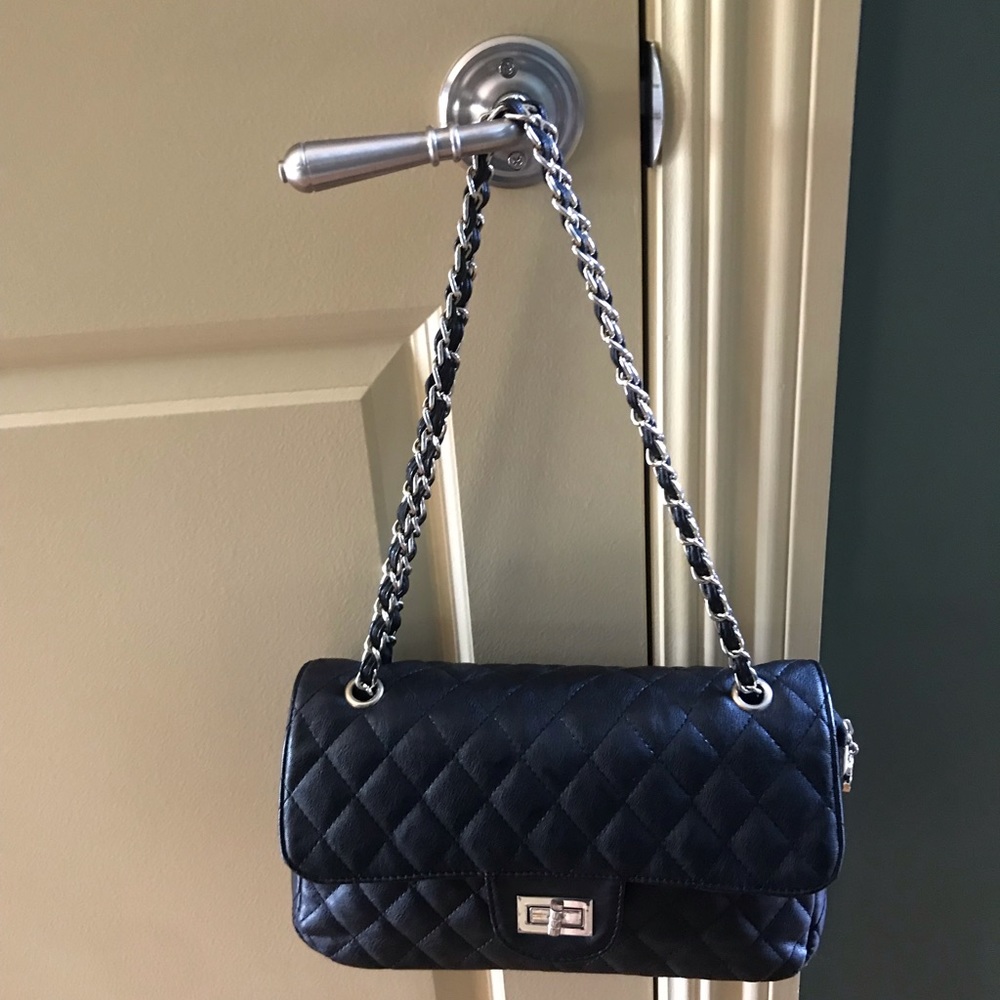 Black leather bag